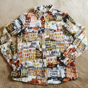 Elliott Lauren Sheer Cotton Button Up Top Size 6